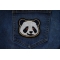 Panda Iron on Patch shown on jeans