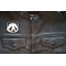 Panda Iron on Patch shown on leather vest