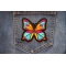 Butterfly Iron on Patch shown on jeans
