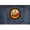 Funny Iron on Patch shown on jeans
