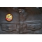 Funny Face Iron on Patch shown on leather vest