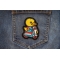 Baby Duck Biker Patch shown on jeans