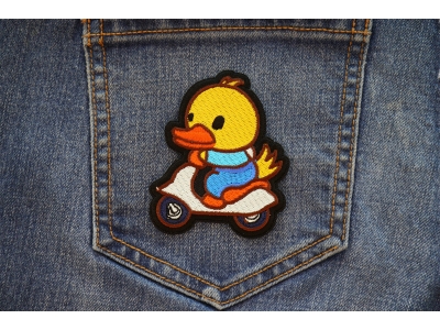 Duck on Board Bike Iron on Patch