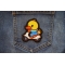 Duck on Board Bike Patch shown on jeans
