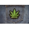 Pot Leaf Iron on Patch shown on jeans