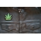 Pot Leaf Iron on Patch shown on leather vest