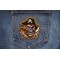 Pirate Skull Patch shown on jeans