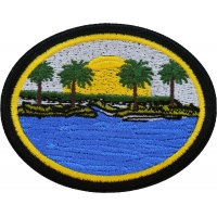 Sea and Palms Sunset Iron on Patch
