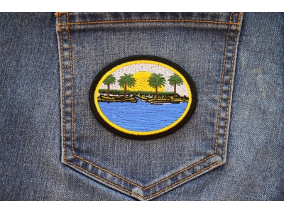Sea and Palms Sunset Iron on Patch