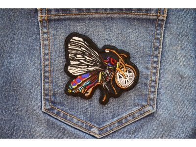 Butterfly Biker Iron on Patch
