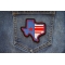 Texas Pride Iron on Patch shown on jeans