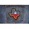 Texas Patch shown on jeans