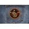 Pirate Skull with Cross Bones Patch shown on jeans
