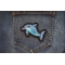 Dolphin Patch shown on jeans