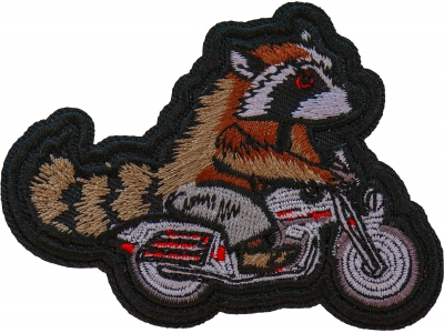 Raccoon Biker Patch Embroidered