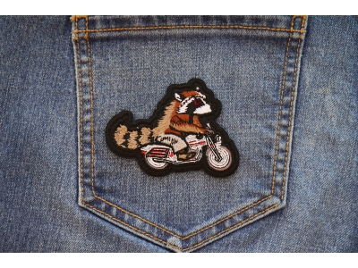 Raccoon Biker Patch Embroidered