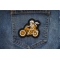 Skeleton Biker on Motorcycle Patch shown on jeans