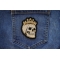 Crown Skull Patch shown on jeans