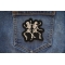 Dancing Skeletons Patch shown on jeans