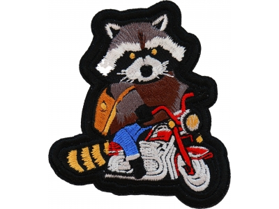 Biker Raccoon Motorcycle Patch Embroidered