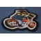 Cute Raccoon Biker on Motorcycle Patch diagonal view