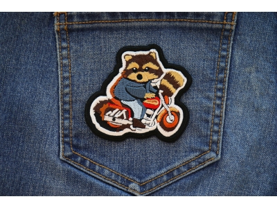 Cute Raccoon Biker Motorcycle Patch Embroidered