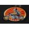 Sunset Skeleton Biker on Motorcycle Patch diagonal view