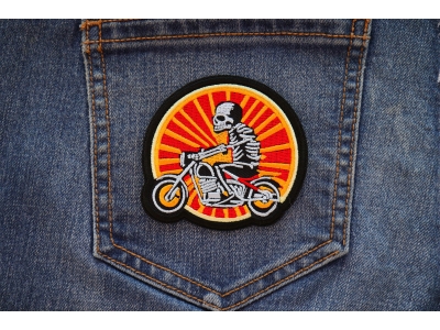 Sunset Skeleton Biker Motorcycle Patch Embroidered