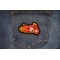 Flaming Crotch Rocket Motorcycle Patch shown on jeans