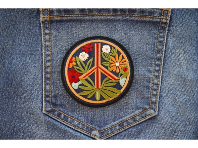 Hippie Flower Peace Patch Embroidered