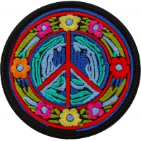Hippie Daisies Peace Patch Embroidered