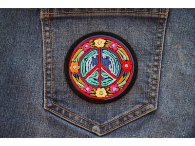 Hippie Daisies Peace Patch Embroidered