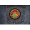 Hippie Flowers Pot Leaf Patch shown on jeans