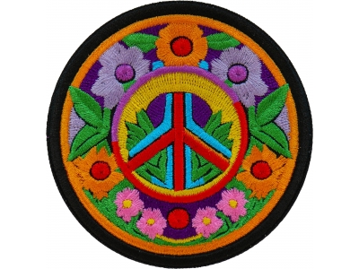 Flowers and Peace Patch Embroidered
