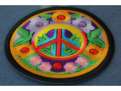 Flowers and Peace Patch Embroidered