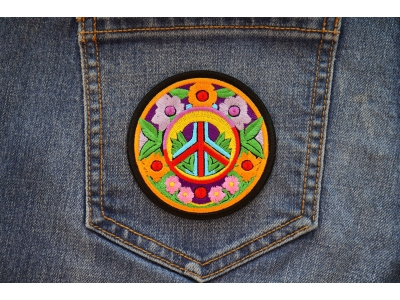 Flowers and Peace Patch Embroidered