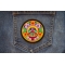 Flowers and Peace Patch shown on jeans