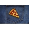 Pizza Slice Iron on Patch shown on jeans