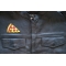 Pizza Slice Iron on Patch shown on leather vest