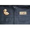 Cute Duck Patch shown on leather vest