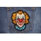 Scary Clown Patch shown on jeans