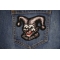 Gray Clown Patch shown on jeans