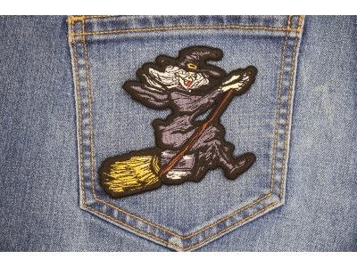 Witch Riding Broom Patch