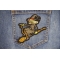 Witch on a Broom Patch shown on jeans