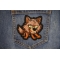 Baby Cartoon Wolf Patch shown on jeans