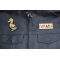 Brown Duck Patch shown on leather vest