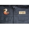 Baby Duck Patch shown on leather vest
