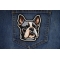 French Bulldog Patch shown on jeans
