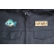 Cute Fish Patch shown on leather vest