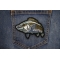 Sea Bass Fish Patch shown on jeans